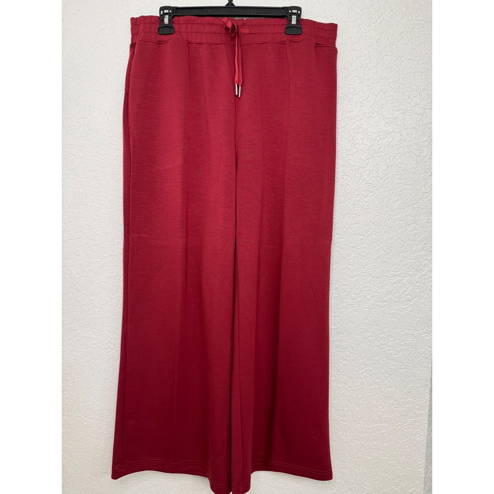 SHEIN Womens Red Wide Leg Drawstring Pants High Waisted XL Red Lounge Trouser